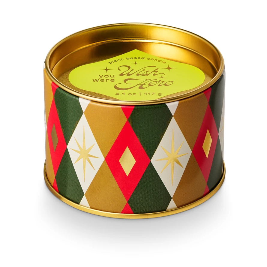 Wish You Were Here Tin Candle