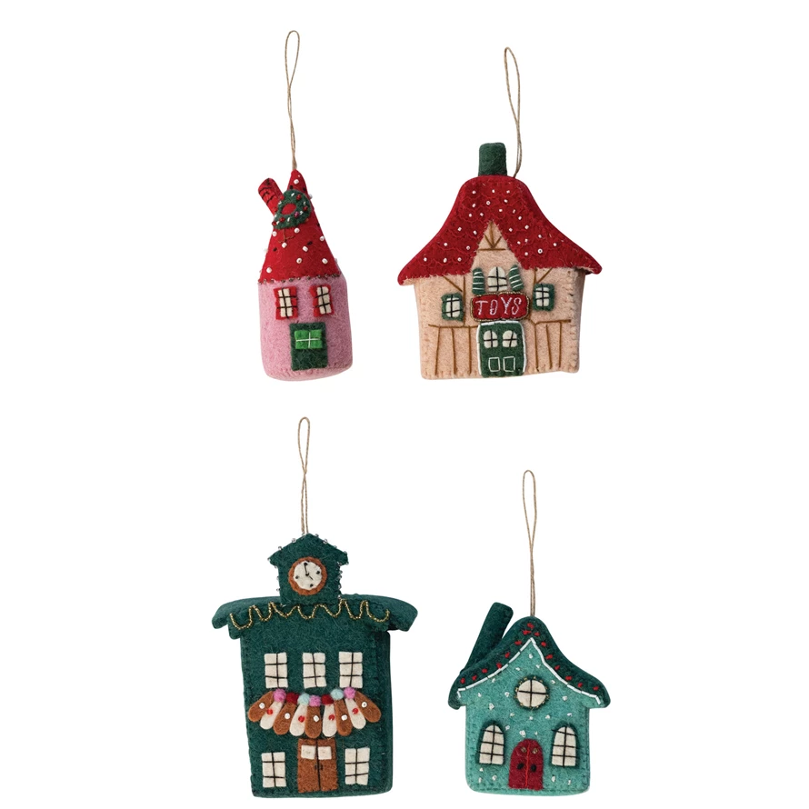 North Pole Village Felt Ornament Assorted