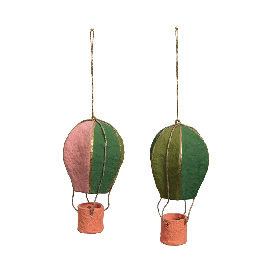 Paper Mache Hot Air Balloon Ornament Assorted
