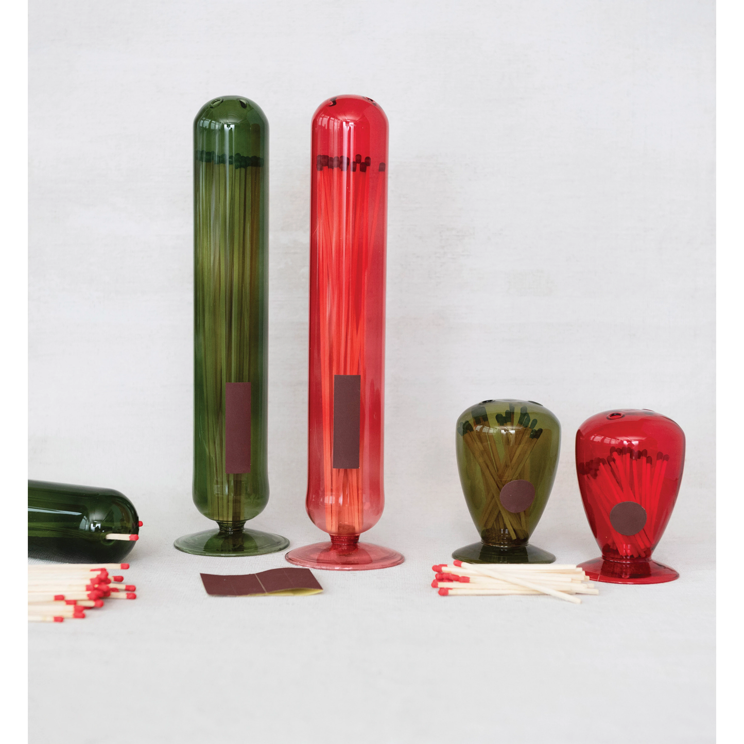 Green Glass Match Holder