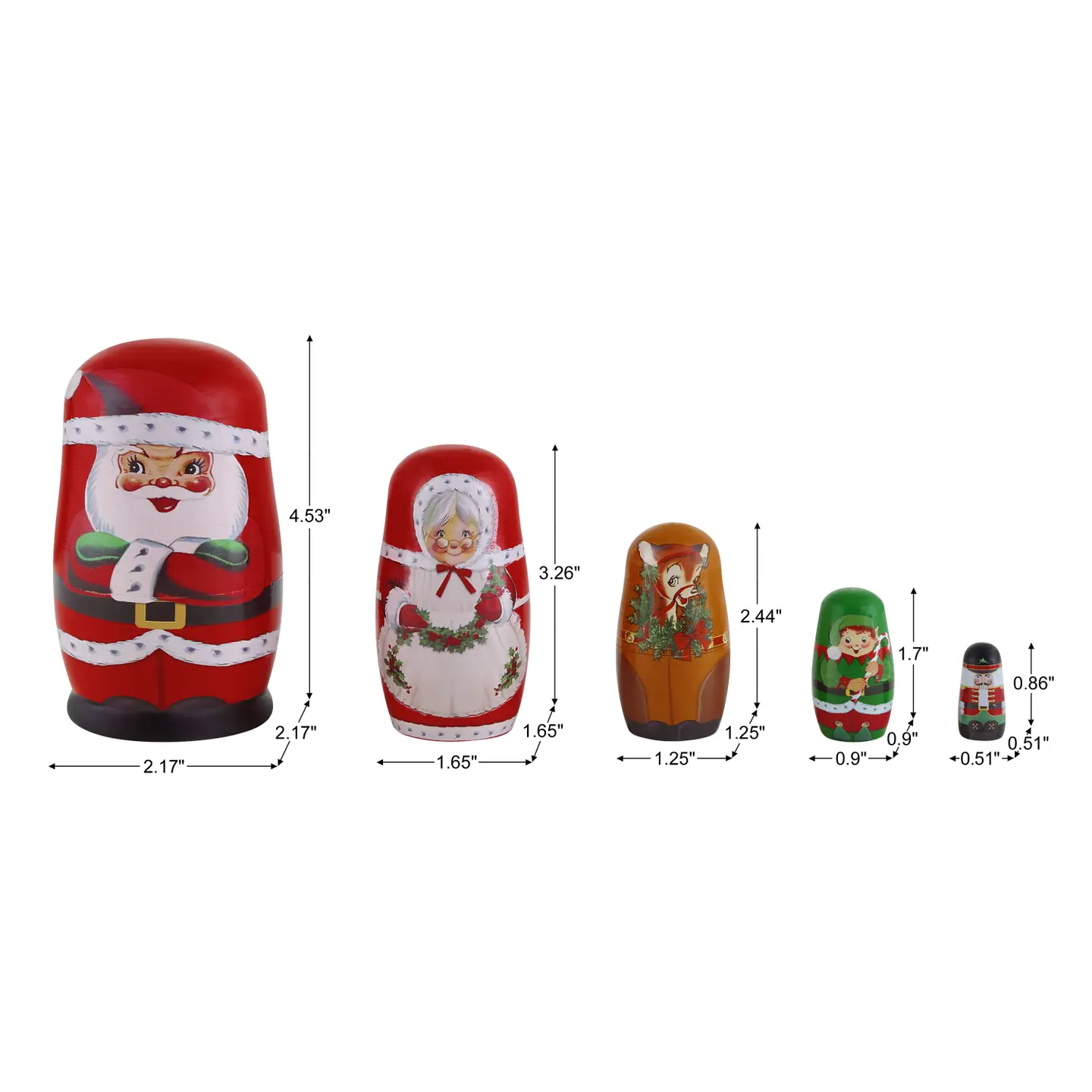 Nesting Dolls Santa and North Pole Friends Set of 5