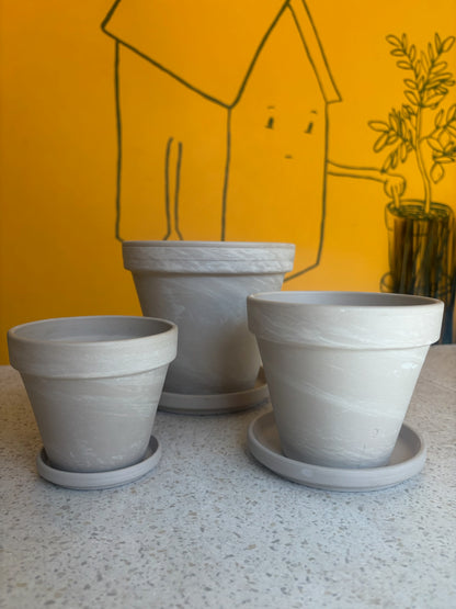 Granite Marble White Clay Pot