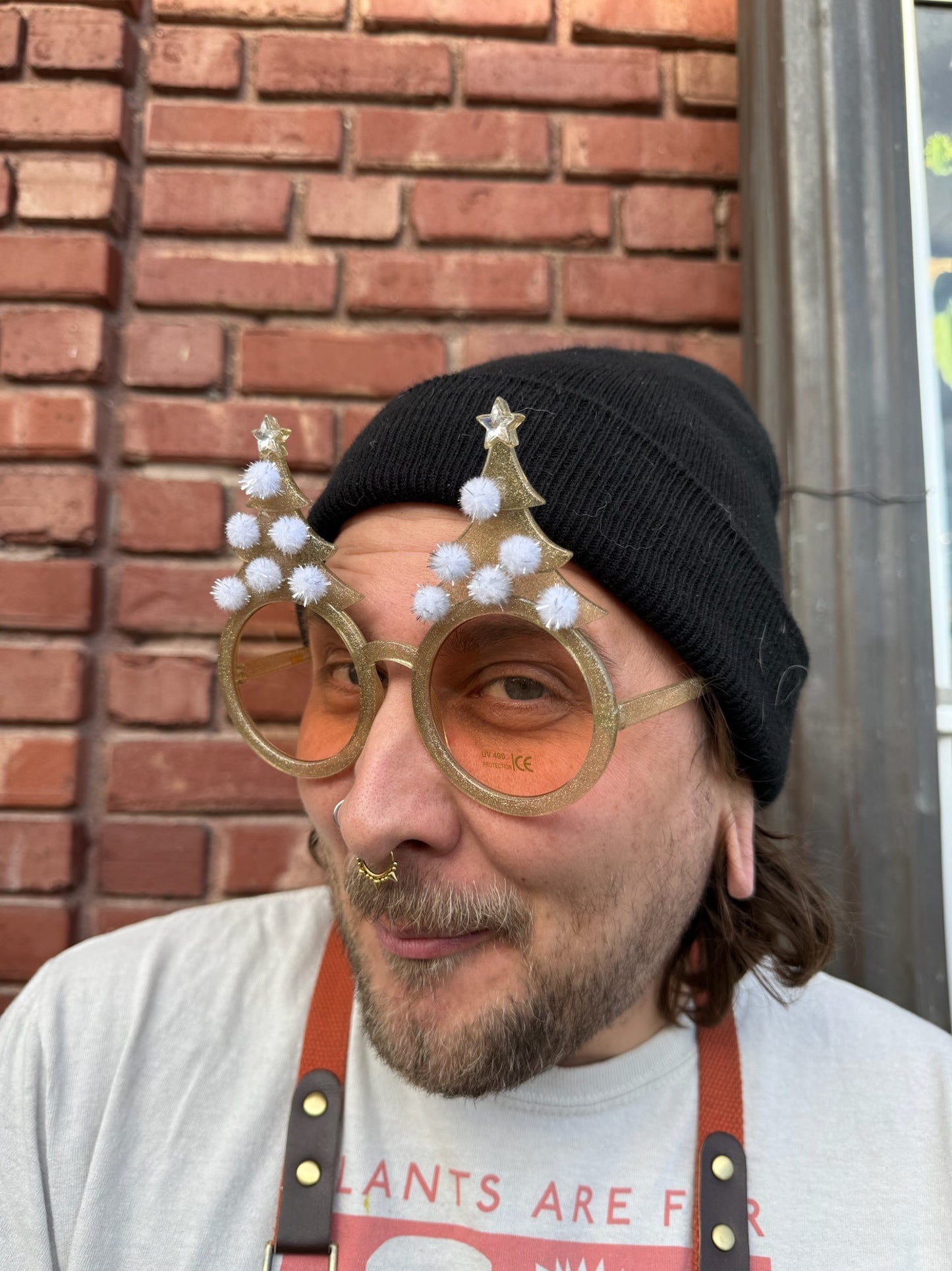 Christmas Tree Holiday Glasses Gold Sparkle