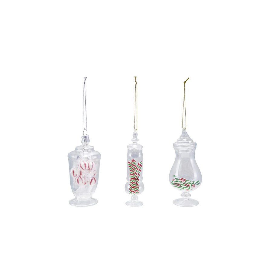Glass Candy Jar Ornament Assorted