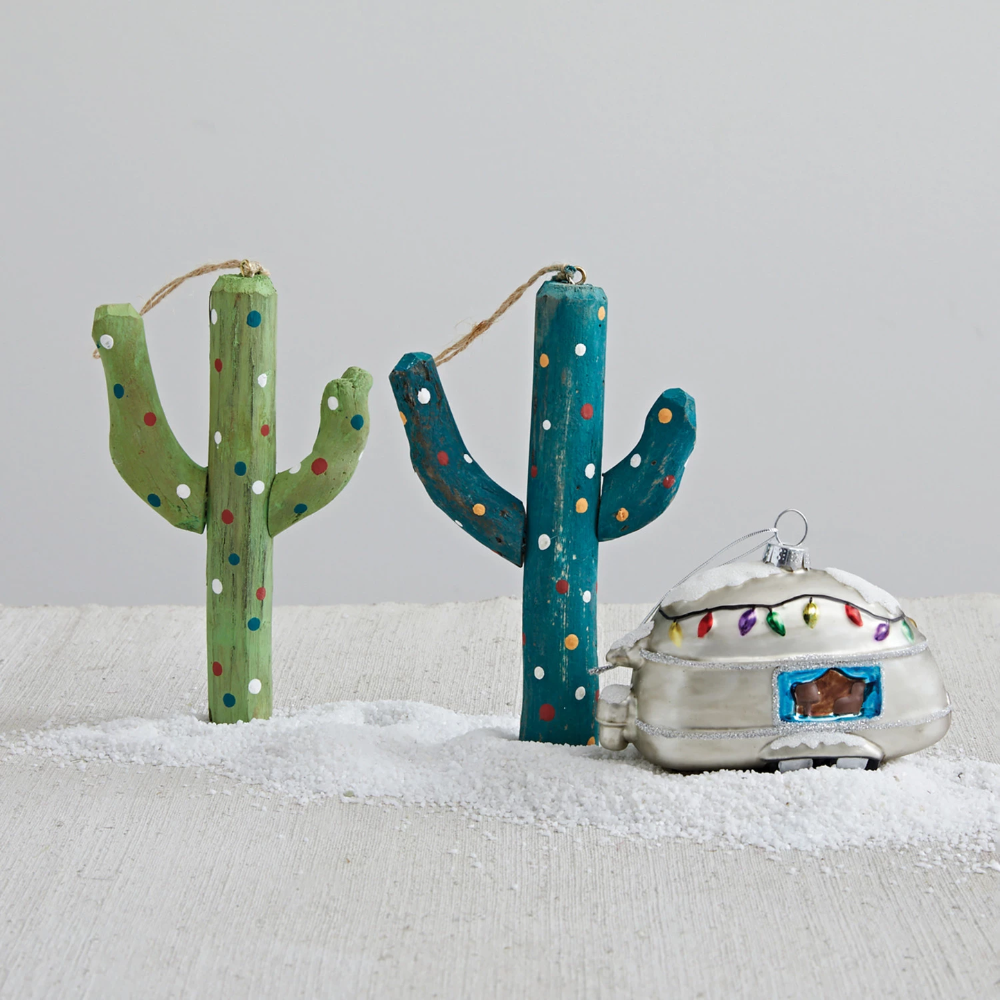 Snowy Camper Glass Ornament