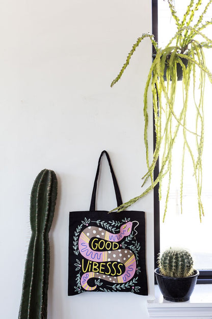 Good Vibesss Snake Tote Bag