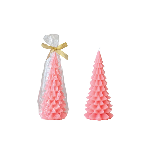 Pink Holiday Tree Unscented Candle