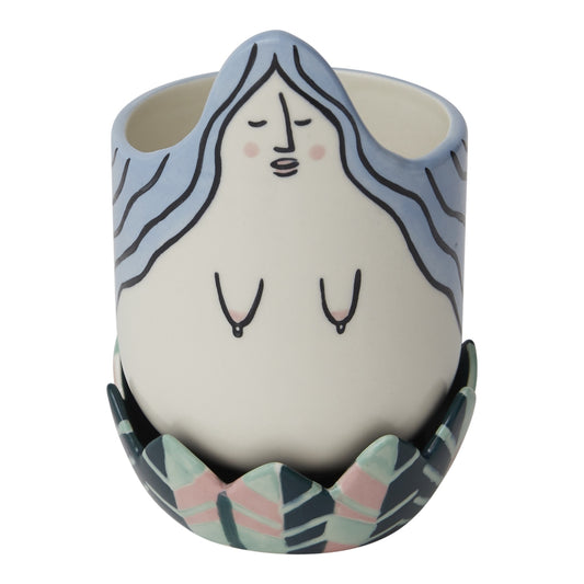 Blue Hair Mermaid Pot