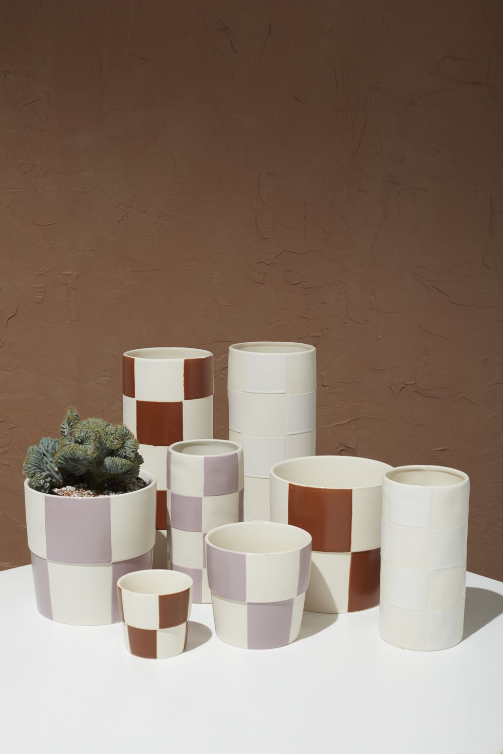 Checkerboard Pot - Lavender 5 inch