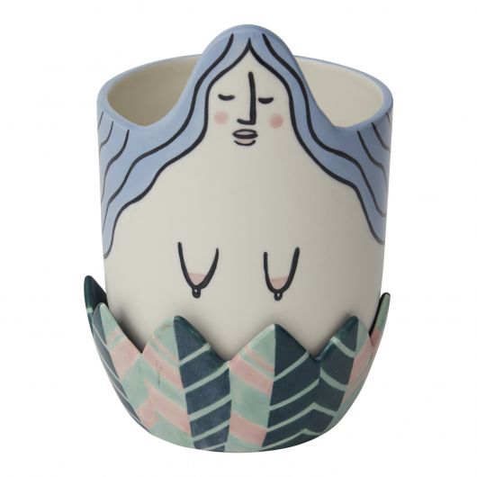Blue Hair Mermaid Pot