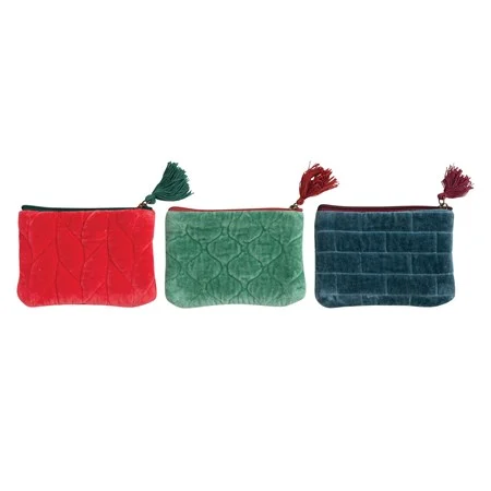 Velvet Zip Pouch with Tassel Assorted