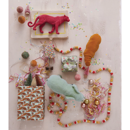 Hot Pink Flocked Cheetah Figurine