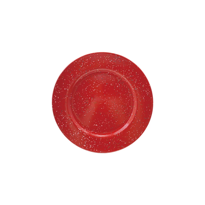 Enamel Splatter Ware Round Charger Red 13 inch