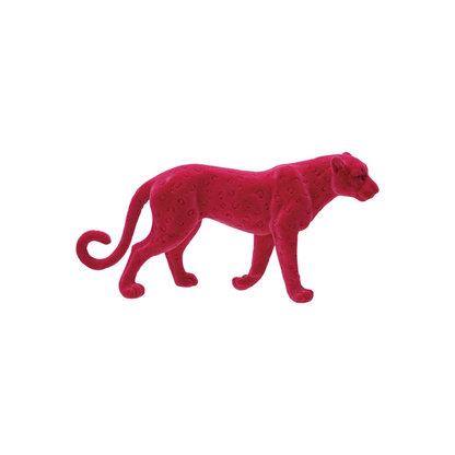 Hot Pink Flocked Cheetah Figurine