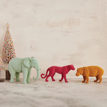 Hot Pink Flocked Cheetah Figurine