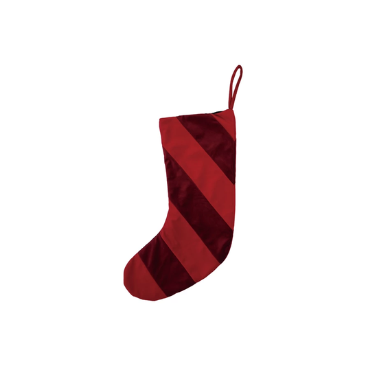 Velvet Striped Stocking Red