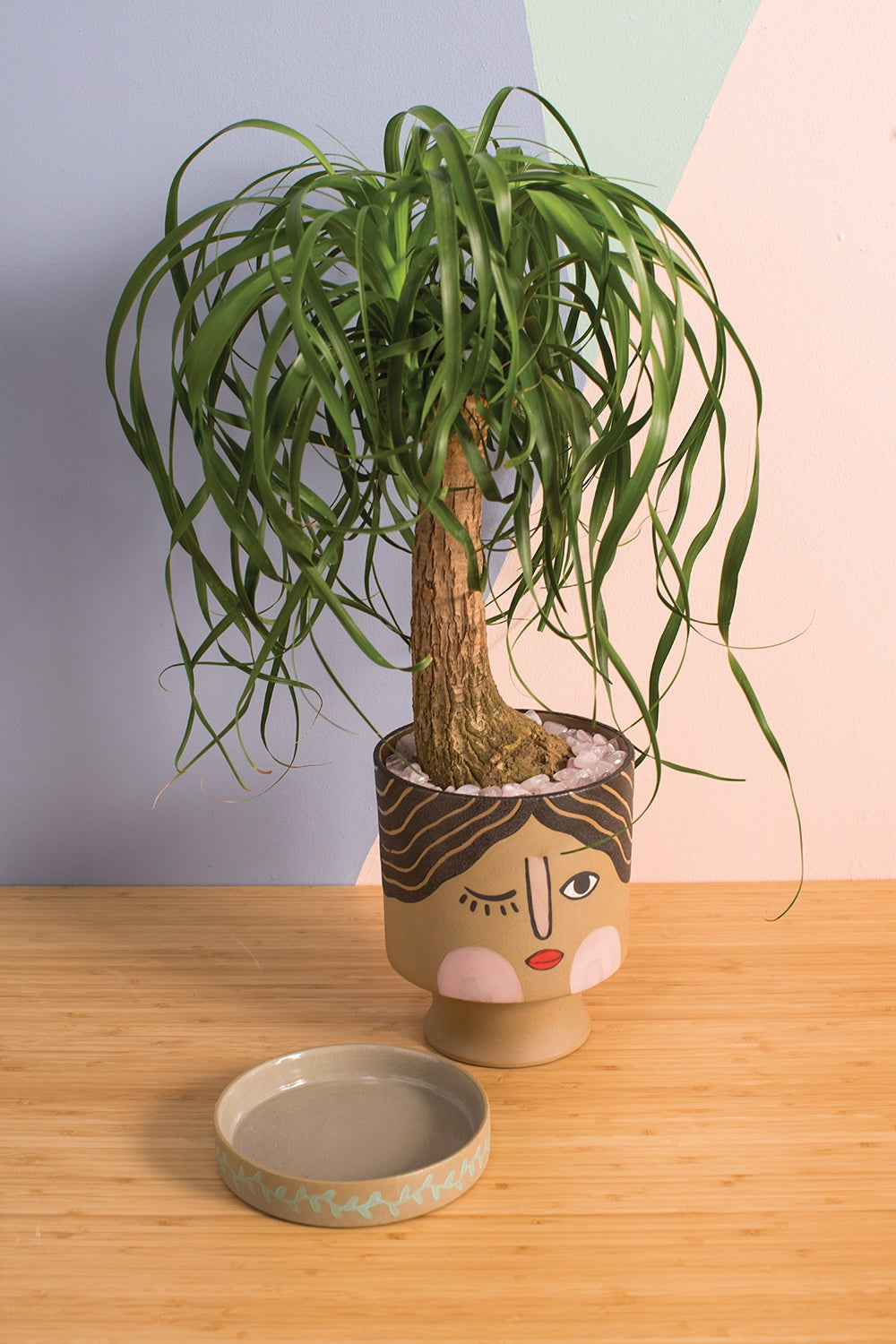 Etta Winking Face Pot w Saucer 6 inch