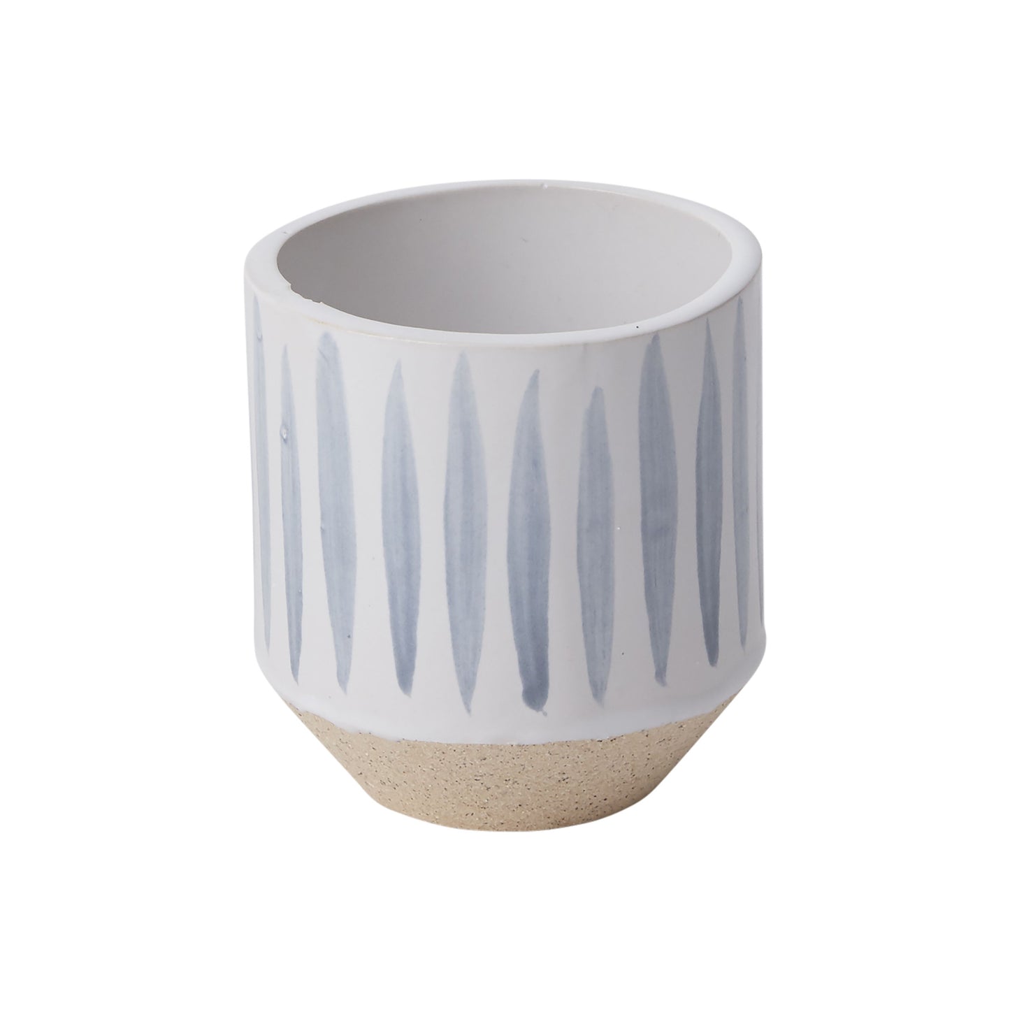 Cyra White with Blue Strokes Pot 2 inch