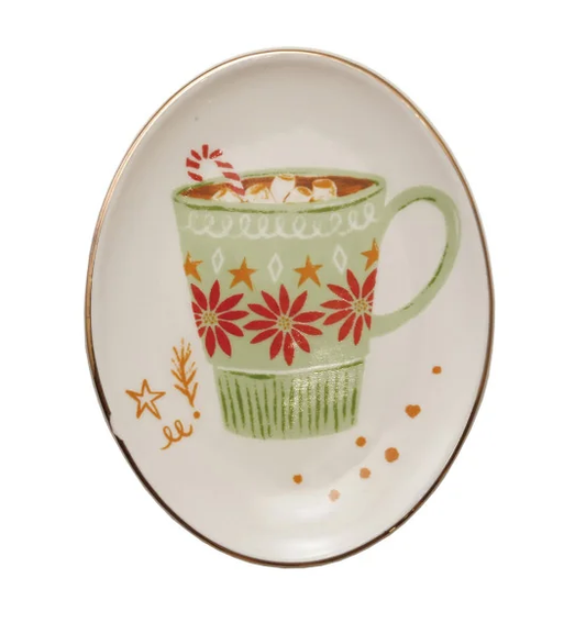 Holiday Cocktail Oval Plate - Cocoa Mug